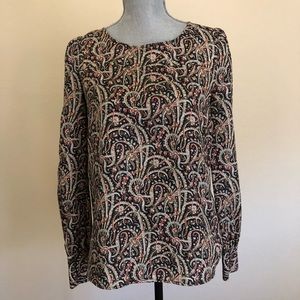 J.Crew Silk Floral Print Long Sleeve Blouse